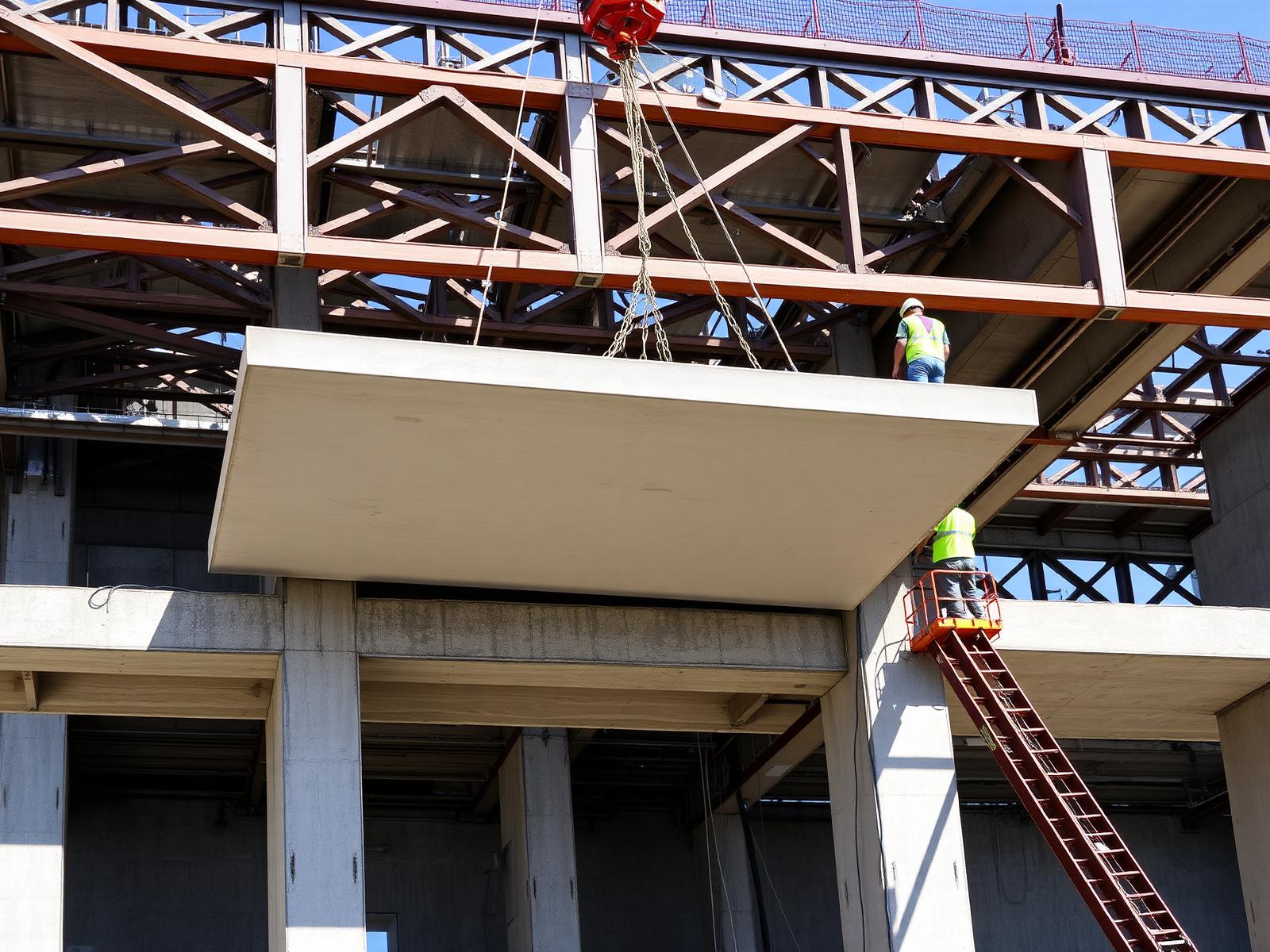 Lastra di solaio Predalles in fase di posa in cantiere